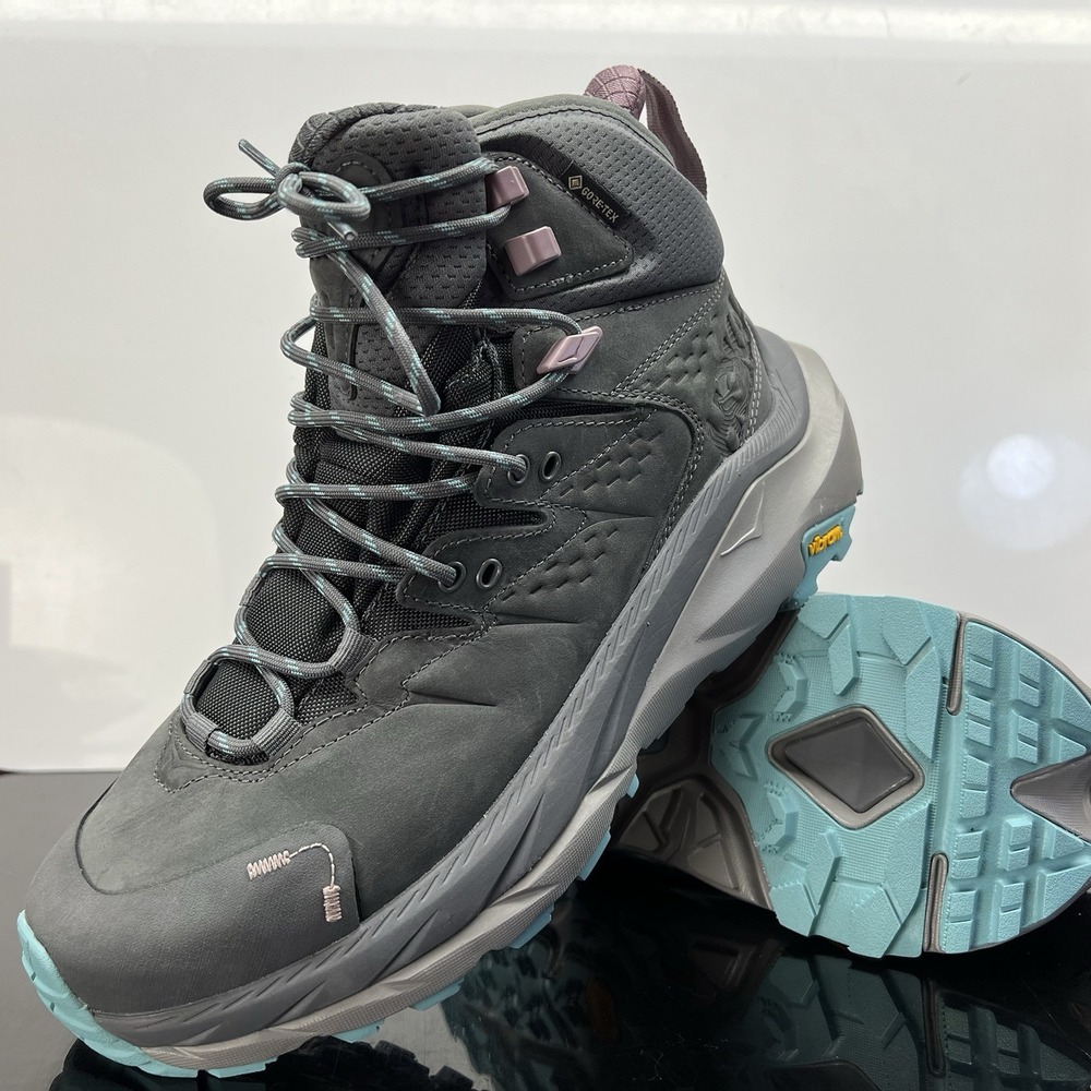 Hoka One One Kaha 2 GTX Womens Athletic Outdoor Hiking Boots Size 9 B Gray Blue